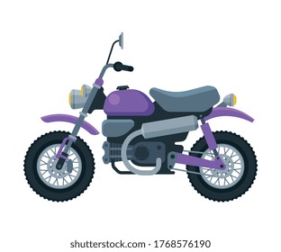Modern Motorcycle, Motor Bike Vehicle, Side View Flat Vector Illustration