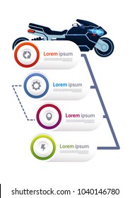 Modern Motorcycle Over Template Infographics Elements Background Flat Vector Illustration