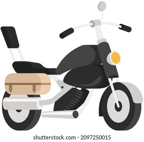 Modern motorcycle, vector illustration urban life, ride motorbike in city. Fast for food delivery. Petrol or electric motorcycle design. Light motorcycle transportation. Two-wheeled vehicle one-seater