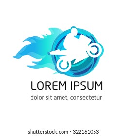 modern motorcyclist logo. motorcycling logo. logo for competition motorcycles. motorcyclist with wings on a white background illustration.