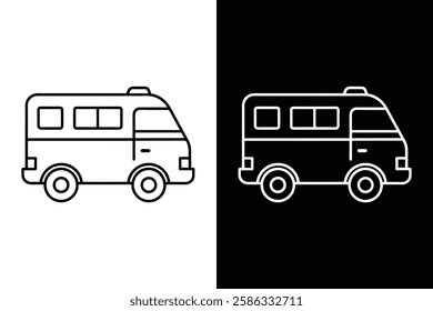 Modern Motorhome Icon. Editable Stroke Vector Illustration