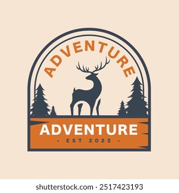 Modern Mountain Adventure Logo in Orange and Deer