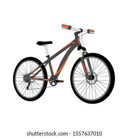 Modern mountain bike. Multi-speed bike for adults. Flat vector illustration. Isolated on a white background.