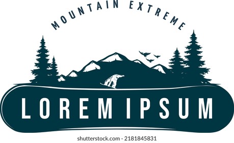 modern mountain camp logo design vector illustration. Mountain suitable for camping and adventure company logos.