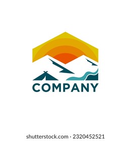 Diseño de la imagen del logotipo del campamento de montaña moderno para su empresa o negocio