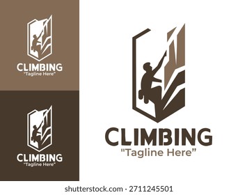 Un logotipo moderno de escalada de montaña que expresa determinación y espíritu al aire libre, perfecto para clubes de escalada y marcas de equipo.