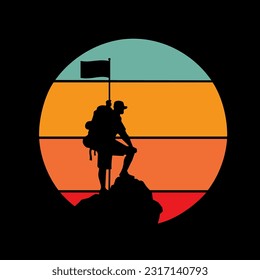 Modern mountain explorer person logo vector 