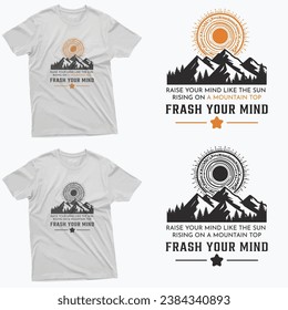 Modern mountain hill tree sun t-shirt design