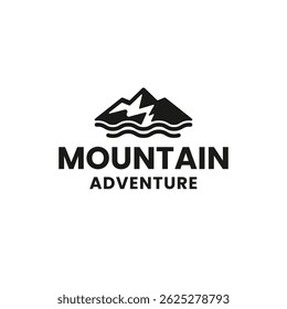 Modern Mountain Landscape Logo Design Vector Illustration