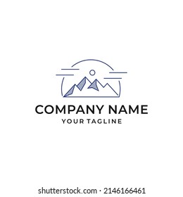 Modern Mountain Line Art Logo Design