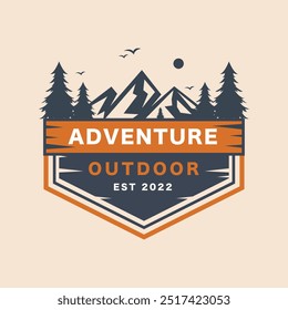 Modern Mountain Logo Adventure with Orange Details for Outdoor Enthusiasts