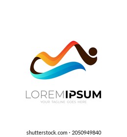 Modern mountain logo with colorful icon