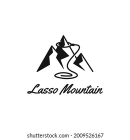 Modern Mountain Logo With Cowboy Lasso Rope, Cowboy Icon And Symbol Design Vector