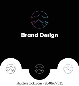 Plantilla moderna de diseño de logotipo de montaña con concepto de contorno