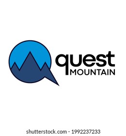 modern mountain logo with talk icon vector.