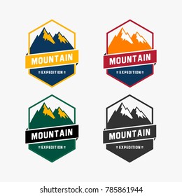 modern Mountain Logo template. adventure badge logo. colorful. hexagonal badge logo