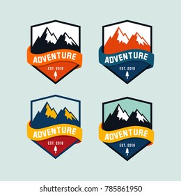 modern Mountain Logo template. adventure badge logo. colorful. hexagonal badge logo