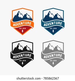 modern Mountain Logo template. adventure badge logo. colorful. hexagonal badge logo