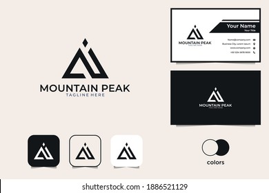 modern mountain peak logo design and business card