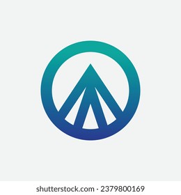 modern mountain peak triangle with circle logo design