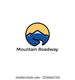 Modern mountain road logo design, minimalist mountain road logo