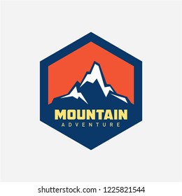 modern mountain and rock Climbing logo badge illustration