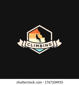 Modern Mountain And Rock Climbing Logo Badge Illustration