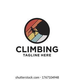 Modern Mountain And Rock Climbing Logo Badge Illustration