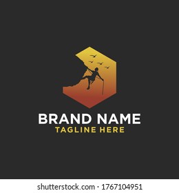 Modern Mountain And Rock Climbing Logo Badge Illustration