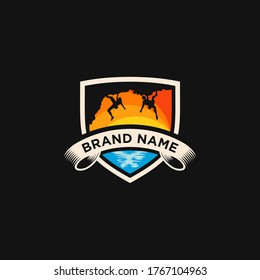 Modern Mountain And Rock Climbing Logo Badge Illustration