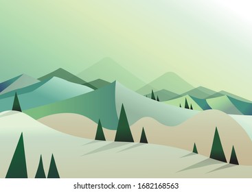Modern Modern Mountain Scenery Vektorillustration Style
