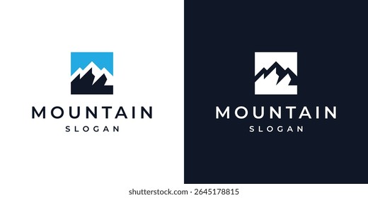 modern mountain square logo design