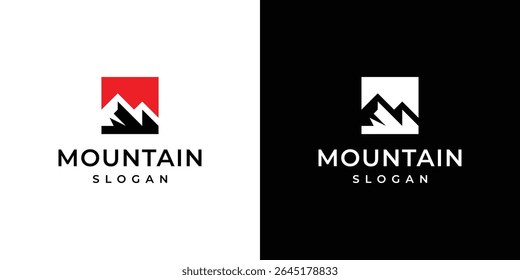 design moderno do logotipo da montanha quadrada