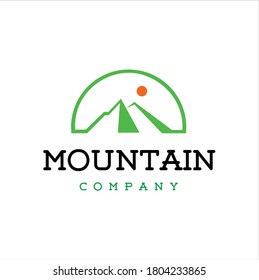 Modern Mountain and Sun Adventure Hipster Emblem Logo Design Inspiration