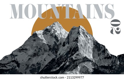 Modern mountains design vector, mountain landscape