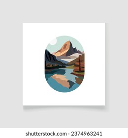 modern mountains with lake poster vector