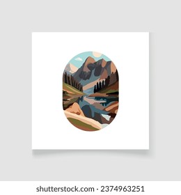 modern mountains with lake poster vector 3
