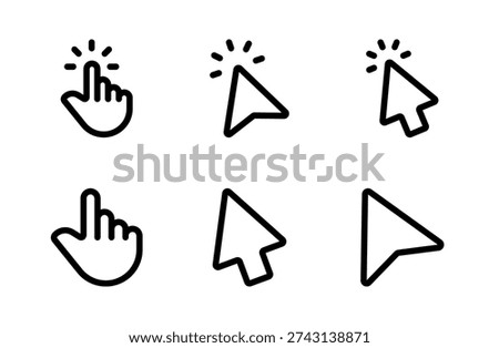 Modern Mouse Cursors icon set, clean pointer and navigation icons for UI, apps, and web interfaces
