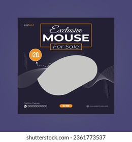 modern mouse sale social media ads banner template vector file