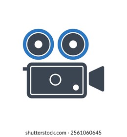 Modern Movie Camera Icon On White Background