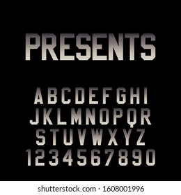 Modern Movie Title Font. Vector techno teaser and trailer alphabet with dramatic gradient.