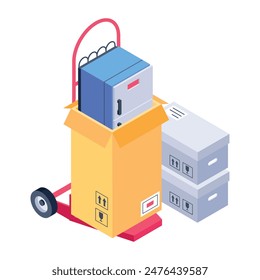 Modern Moving Home Isometric Icons 
