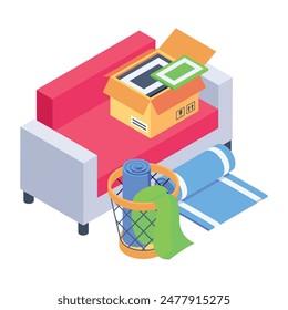 Modern Moving Home Isometric Icons 
