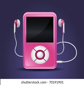 modern mp3 player with earphones