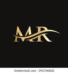 Modern MR logotype for luxury branding. Initial MR letter business logo design vector