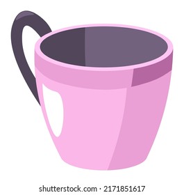 Modern mug with handle, isolated cup for drinking coffee or tea. Kitchenware for serving table and giving liquid. Shop with assortment of crockery, handmade dish for beverage. Vector in flat style
