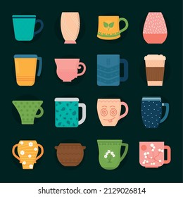 modern mugs icon set design