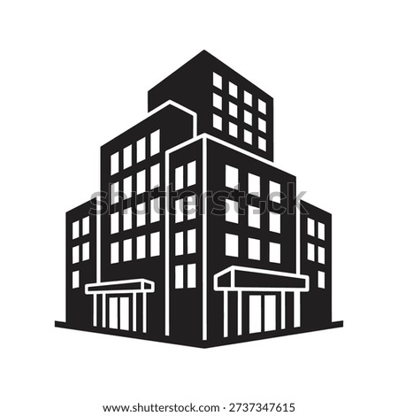 Modern multi story office building exterior representing corporate headquarters city architecture real estate business center commercial establishment structure