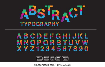 Modern multicolor abstract alphabet typography fonts, creative logo font vector illustration, letters and numbers.