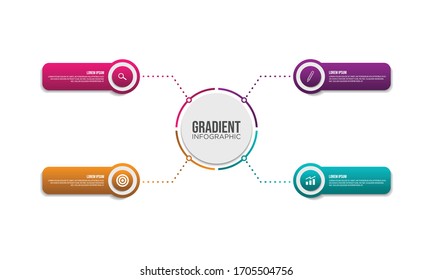 Modern multicolored gradient business infographic with steps vector design template